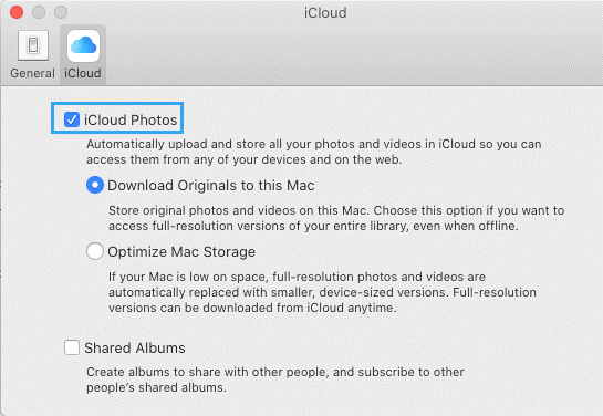فعال کردن iCloud Photos در مک